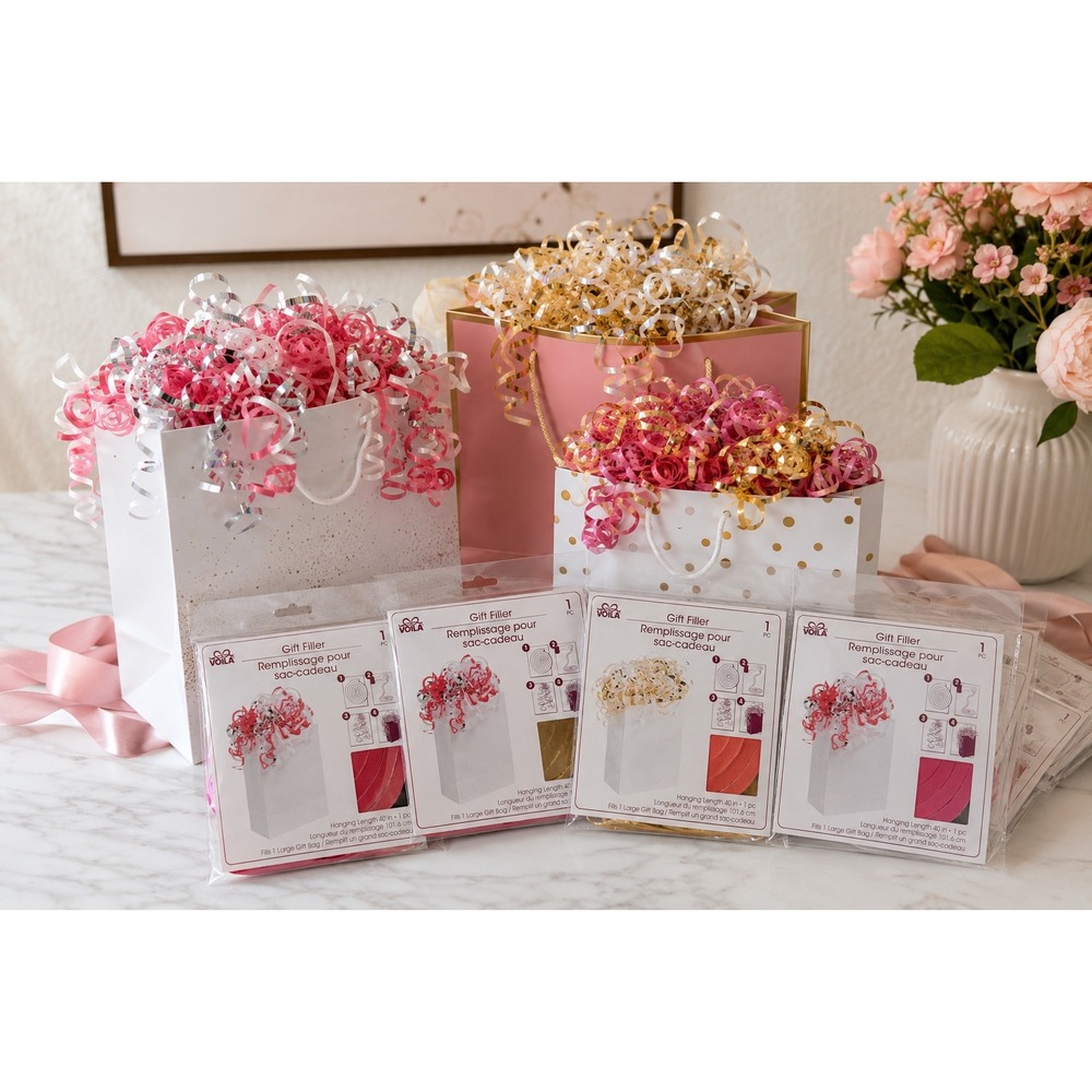 Voila Spiral Gift Bag Filler Lot of 9 New Sealed Assorted Colors 40 Inch